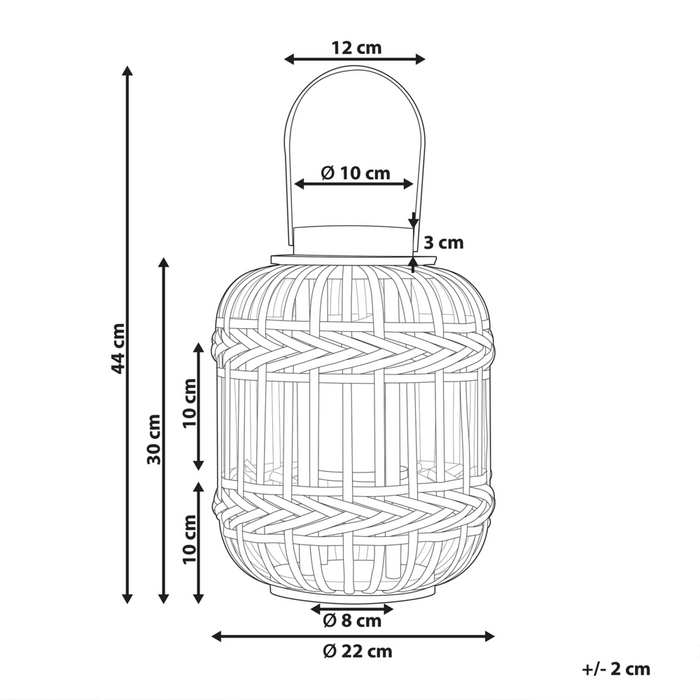 Lanterna in legno di bambù nero in vetro boho per interni 30 cm soggiorno camera da letto