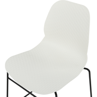 Set di 4 sedie da pranzo Bianco Impilabili in plastica Gambe in acciaio nero Sedia da conferenza Design scandinavo moderno contemporaneo Sedute per la sala da pranzo