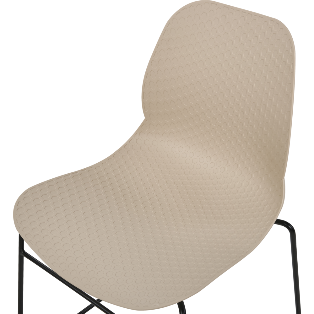 Set di 4 sedie da pranzo Beige Impilabili in plastica Gambe in acciaio nero Sedia da conferenza Design scandinavo moderno contemporaneo Sedute per la sala da pranzo