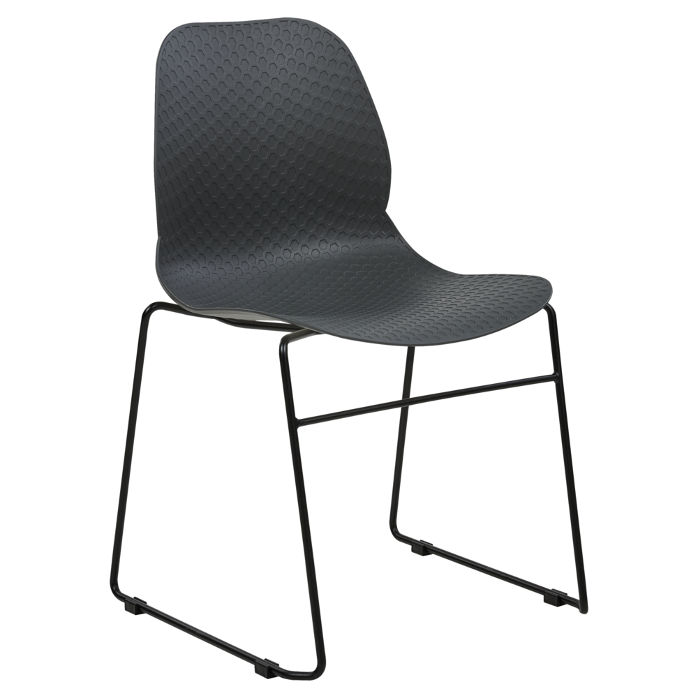 Set di 4 sedie in plastica acciaio gambe Impilabili senza braccioli grigio scuro sedia da conferenza Design scandinavo moderno