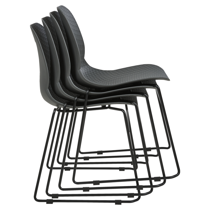 Set di 4 sedie in plastica acciaio gambe Impilabili senza braccioli grigio scuro sedia da conferenza Design scandinavo moderno