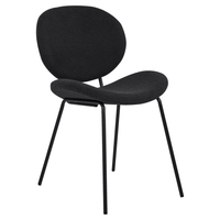 Set di 2 sedie da pranzo Nere con gambe senza braccioli Bouclè PU Gambe in ferro nero Design contemporaneo e retrò Sedute per la sala da pranzo