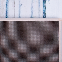 Tappeto tappetino Moquette Tessuto in poliestere beige e blu Motivo astratto invecchiato Fondo rivestito in gomma 160 x 230 cm