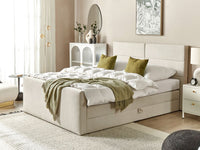 Divano letto king size UE con contenitore 180 x 200 Tappezzato beige con materasso a molle Bonell