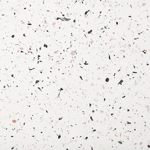 Tavolino da salotto bianco con effetto terrazzo in fibra di vetro MgO con piano rotondo resistente alle macchie UV, alla ruggine, all'acqua e al vento, moderno per esterni.