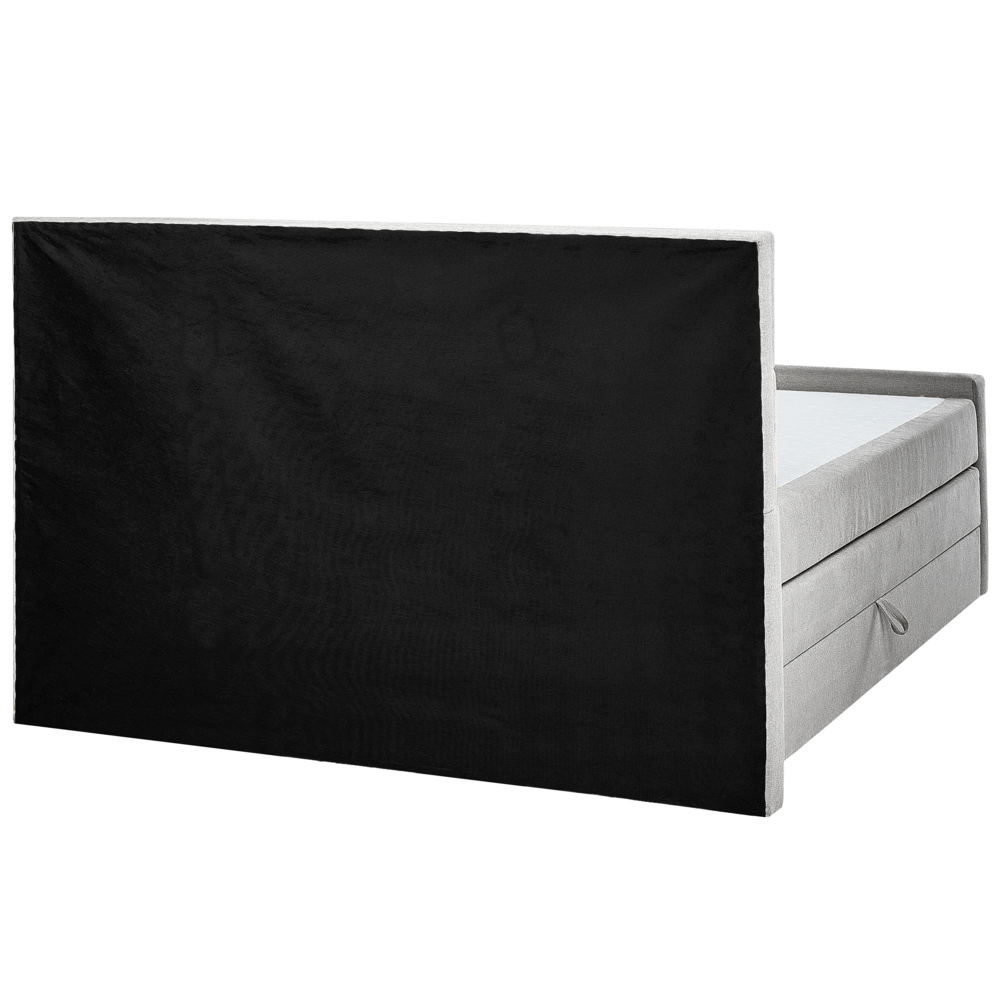 Divano letto king size UE con contenitore 160 x 200 Tappezzato grigio chiaro con materasso a molle Bonell