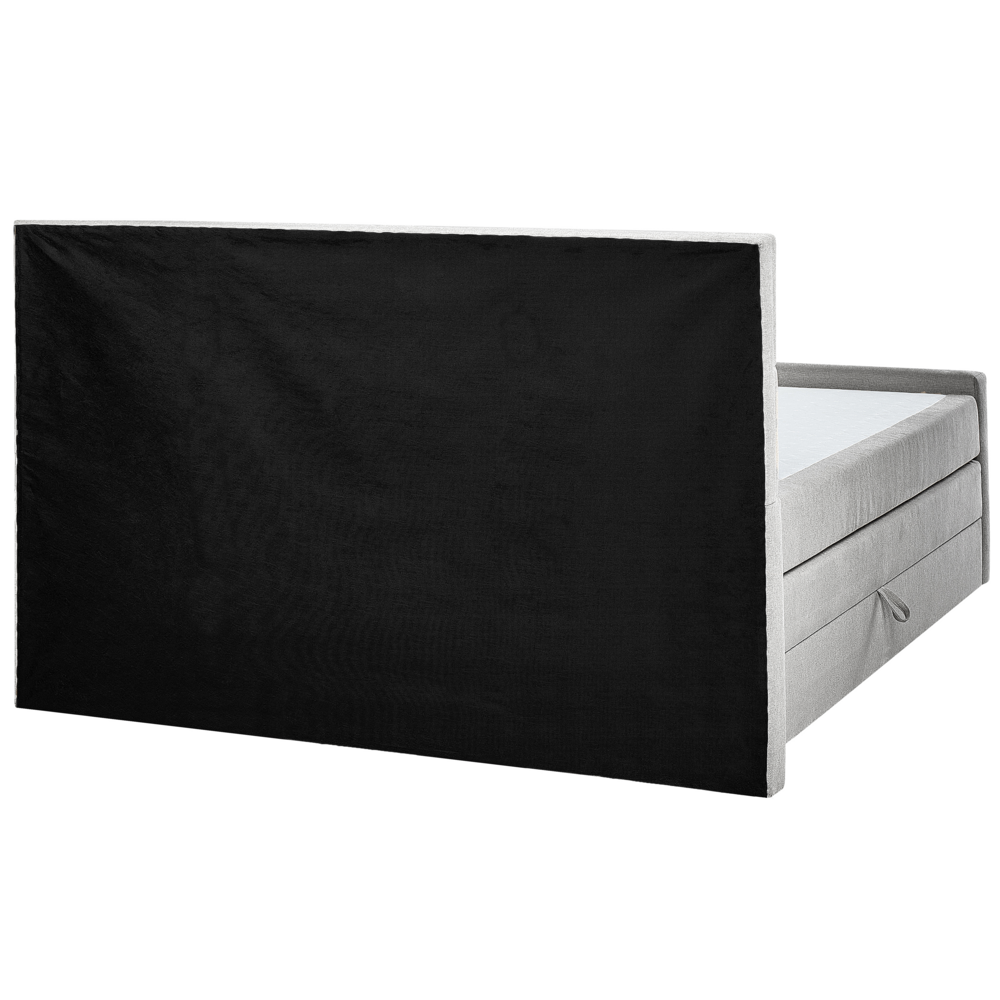 Divano letto king size UE con contenitore 180 x 200 Tappezzato grigio chiaro con materasso a molle Bonell