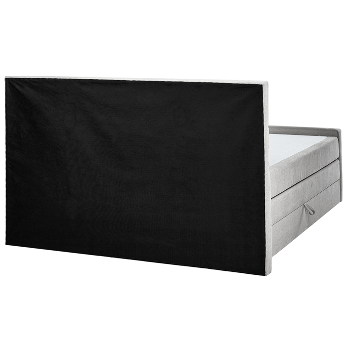 Divano letto king size UE con contenitore 180 x 200 Tappezzato grigio chiaro con materasso a molle Bonell