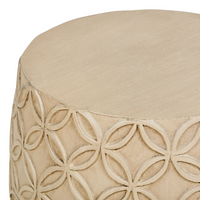 Tavolo Beige Chiaro in fibra di vetro con piano rotondo a forma di tamburo Macchia UV Ruggine Acqua Vento Resistente Boho Moderno Soggiorno all'aperto