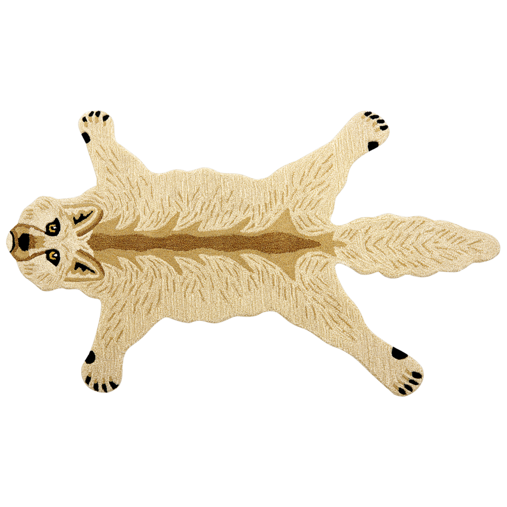 Tappeto per bambini Beige Lana Cotone 100 x 160 cm Tappeto per stanza da gioco con stampa di lupo animale Camera da letto per bambini