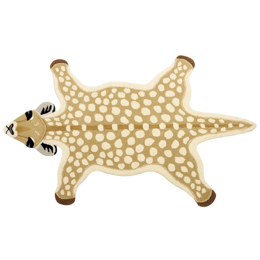 Tappeto per bambini Beige Lana Cotone 100 x 160 cm Tappeto per la stanza da gioco Animali Cerbiatto Stampa Camera da letto per bambini