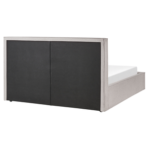 Letto king size 160 x 200 cm Grigio chiaro Rivestimento in tessuto Ottomana di contenitore Telaio a doghe Camera da letto moderna contemporanea