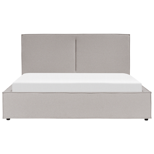 Letto king size 180 x 200 cm Grigio chiaro Rivestimento in tessuto Ottomana di contenitore Telaio a doghe Camera da letto moderna contemporanea