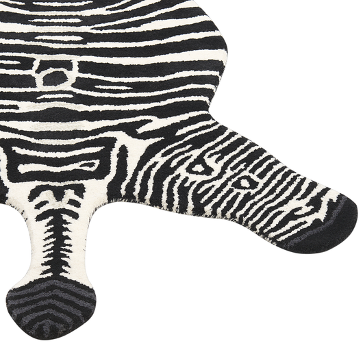 Tappeto per bambini bianco e nero in lana con fondo in cotone 100 x 160 cm Tappeto per la stanza da gioco con stampa animale Zebra Camera da letto per bambini