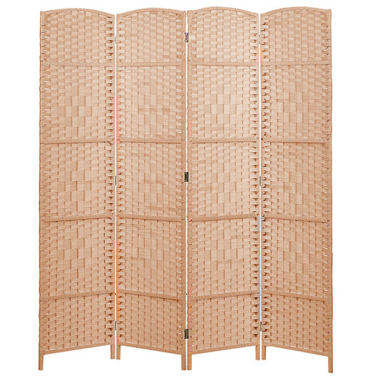 Divisorio per ambienti Naturale Carta Corda di pioppo Telaio di legno 4 pannelli Schermo decorativo pieghevole Divisorio Soggiorno Camera da letto Design tradizionale