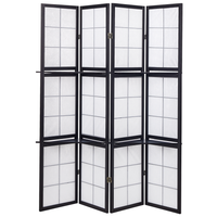 Divisorio in legno di pino nero Materiale sintetico 4 pannelli Schermo decorativo pieghevole Divisorio soggiorno camera da letto Design tradizionale