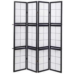 Divisorio in legno di pino nero Materiale sintetico 4 pannelli Schermo decorativo pieghevole Divisorio soggiorno camera da letto Design tradizionale
