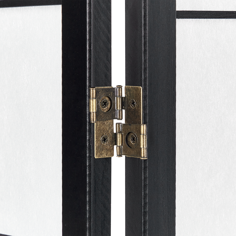 Divisorio in legno di pino nero Materiale sintetico 4 pannelli Schermo decorativo pieghevole Divisorio soggiorno camera da letto Design tradizionale