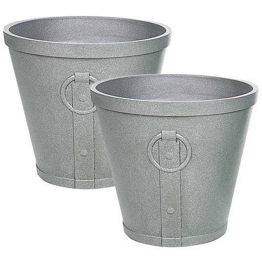 Vaso per piante fioriera in fibra grigio massiccio argilla per esterni 45 x 41 cm per tutte le stagioni