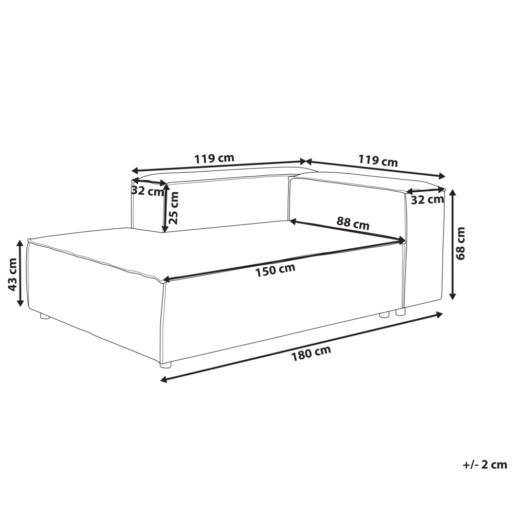 Chaise longue lato destro in rivestimento di lino di poliestere beige soggiorno stile moderno