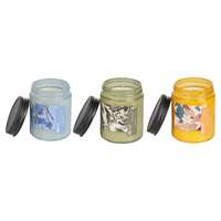 Set di 3 candele profumate multicolore 100% cera di soia stoppino di cotone vetro fragranza bergamotto vaniglia lavanda