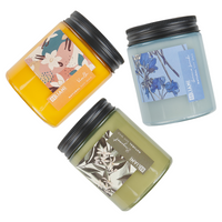 Set di 3 candele profumate multicolore 100% cera di soia stoppino di cotone vetro fragranza bergamotto vaniglia lavanda