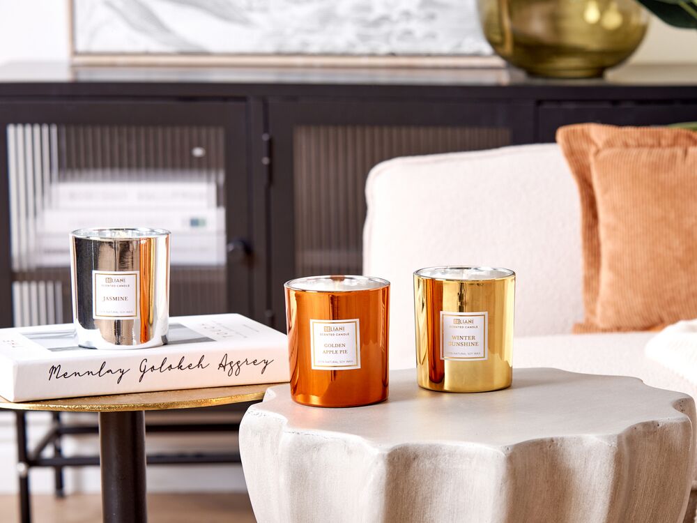 Set di 3 candele profumate in cera di soia 100% fragranza floreale frutta fresca crostata di mele, gelsomino e sole d'inverno stoppino cotone fragranza fruttata floreale