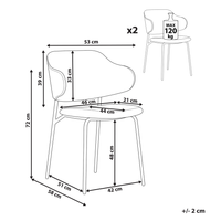 Set di 2 sedie da pranzo con sedile imbottito in tessuto verde senza braccioli schienale curvo stile moderno