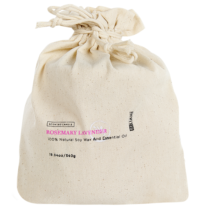Candela profumata 100% cera di soia Stoppino di cotone Vetro Fragranza fresca Rosmarino Lavanda