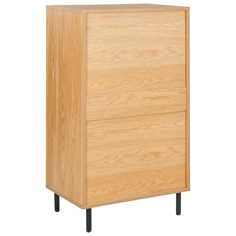Cassettiera in legno chiaro metallo gambe nere 60 x 40 x 104 cm con 4 cassetti soggiorno camera da letto corridoio mobile contenitore stile scandinavo