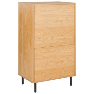 Cassettiera in legno chiaro metallo gambe nere 60 x 40 x 104 cm con 4 cassetti soggiorno camera da letto corridoio mobile contenitore stile scandinavo