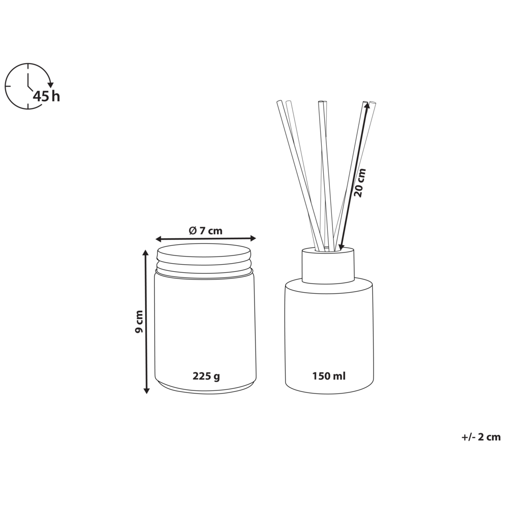 Set di fragranze Candela e diffusore di ancia Bastoncini profumati 100% cera di soia Stoppino di cotone Vetro Vaniglia Orientale