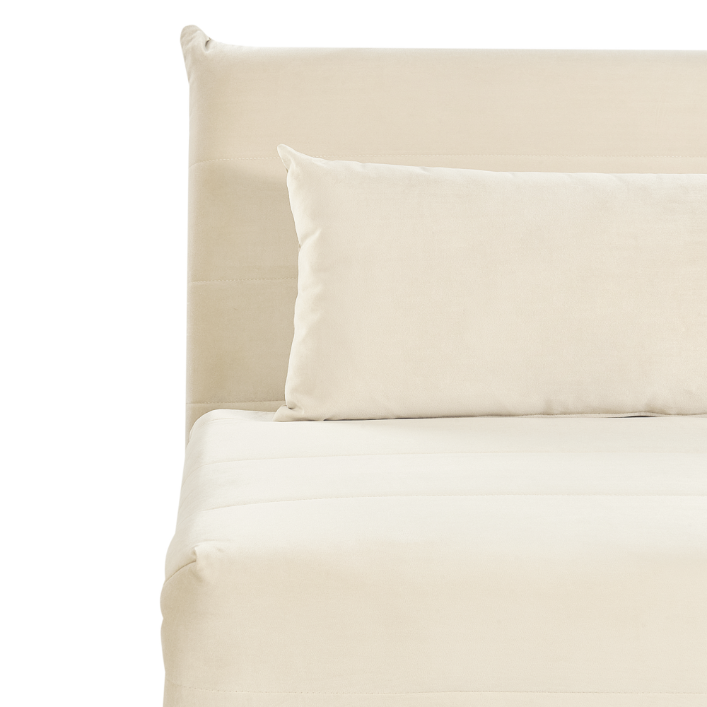 Divano letto piccolo in velluto beige chiaro 1 posto letto pieghevole senza braccioli scandinavo