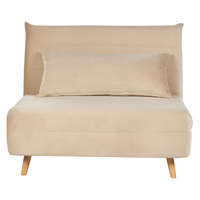 Divano letto piccolo in velluto beige 1 posto letto pieghevole senza braccioli scandinavo
