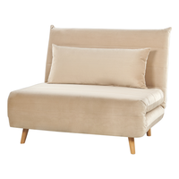 Divano letto piccolo in velluto beige 1 posto letto pieghevole senza braccioli scandinavo