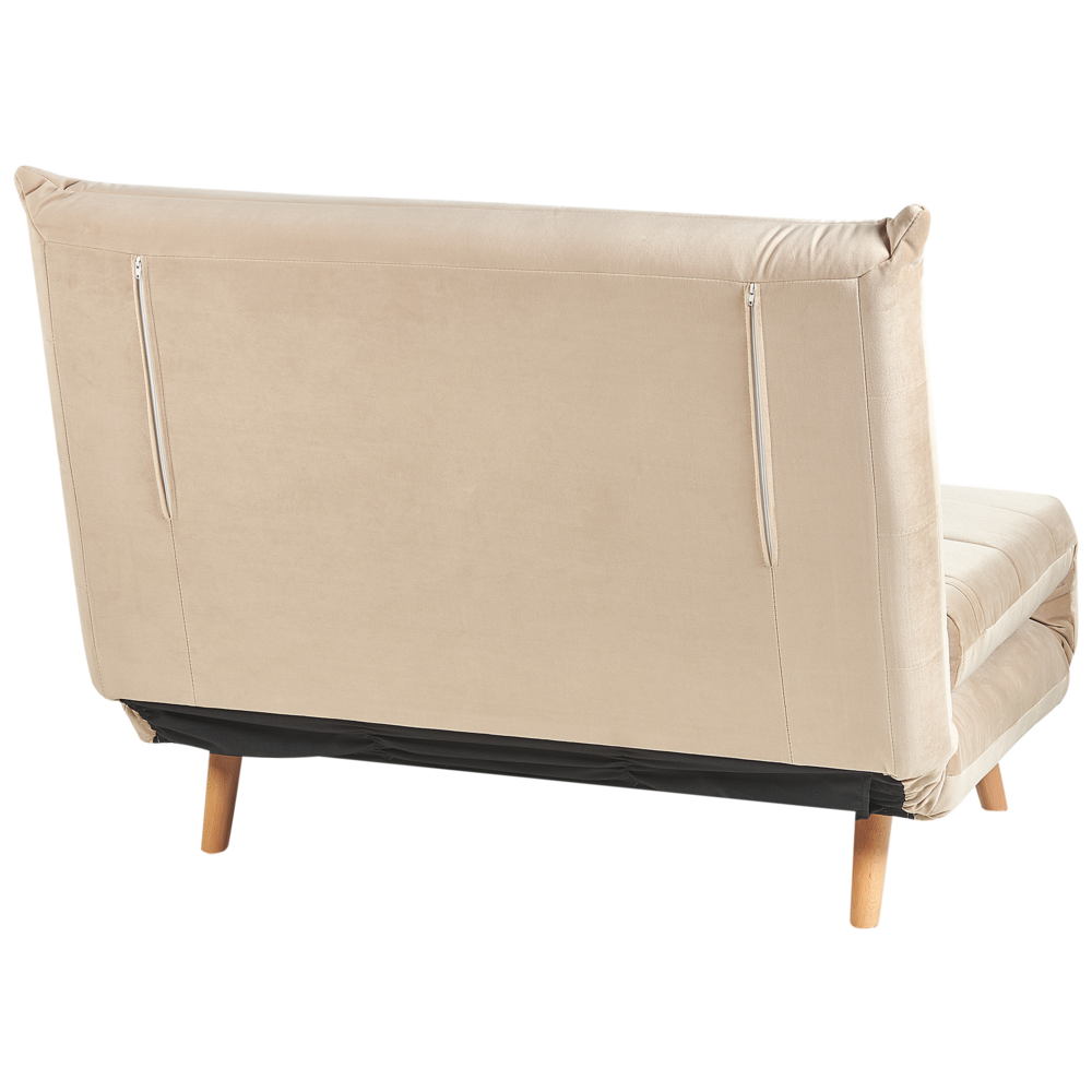 Divano letto piccolo in velluto beige 1 posto letto pieghevole senza braccioli scandinavo