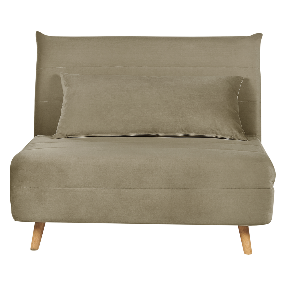 Divano letto piccolo in velluto verde oliva 1 posto letto pieghevole senza braccioli scandinavo