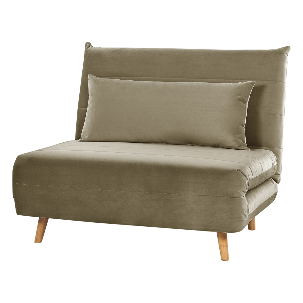 Divano letto piccolo in velluto verde oliva 1 posto letto pieghevole senza braccioli scandinavo