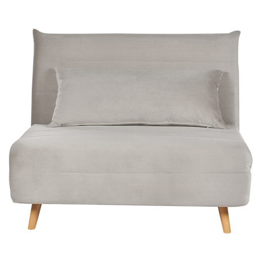 Divano letto piccolo in velluto grigio chiaro 1 posto letto pieghevole senza braccioli scandinavo