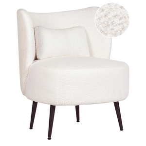 Poltrona da salotto con schienale curvo  boucle bianco stile glam elegante soggiorno