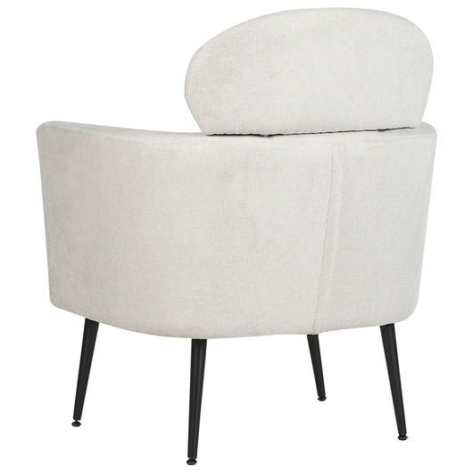 Poltrona da salotto con poggiatesta in tessuto Bianco Sporco con gambe nere elegante soggiorno glamour