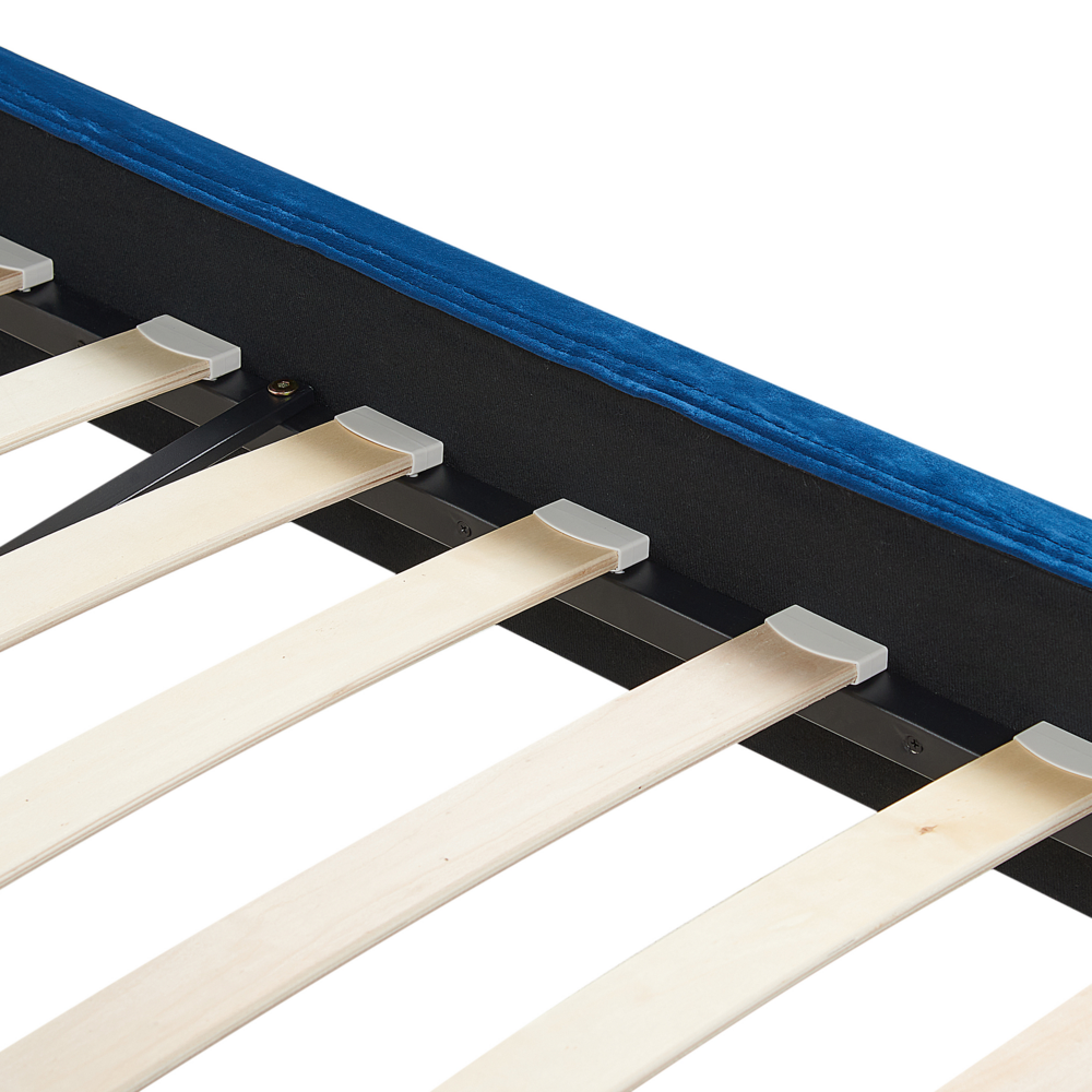 Letto 160 x 200 cm con rete a doghe in velluto blu contemporaneo