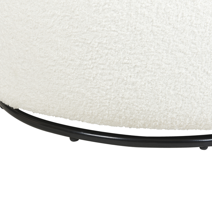 Poltrona Poltroncina Glamour Art Deco Boucle Bianco con base Girevole 360° Stile Retro Glamour Art Deco dorato