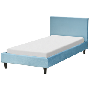 Letto singolo in Velluto azzurro con rete a doghe 90 x 200 cm stile contemporaneo