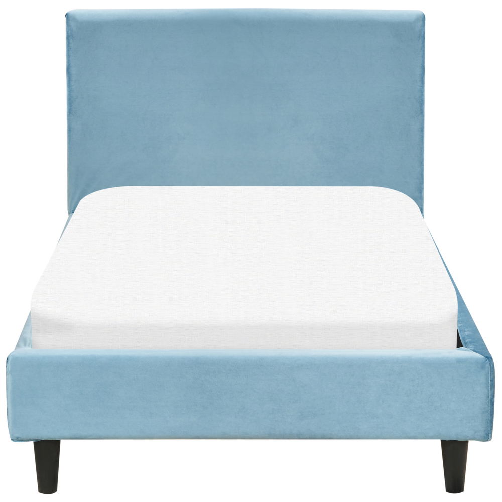 Letto singolo in Velluto azzurro con rete a doghe 90 x 200 cm stile contemporaneo