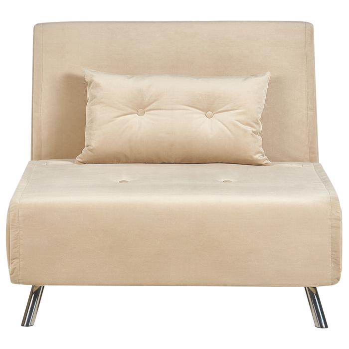 Divano letto di colore beige velluto imbottito poltrona letto singolo pieghevole soggiorno