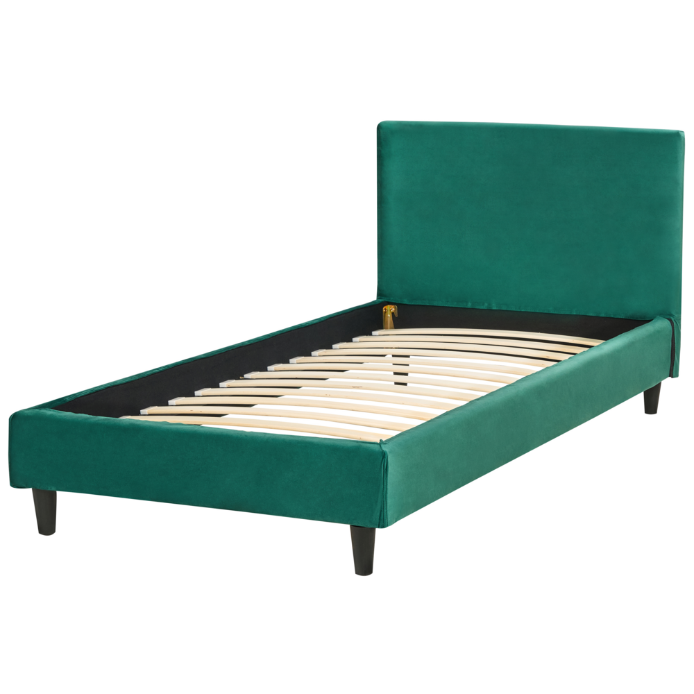 Letto singolo in Velluto verde con rete a doghe 90 x 200 cm stile contemporaneo