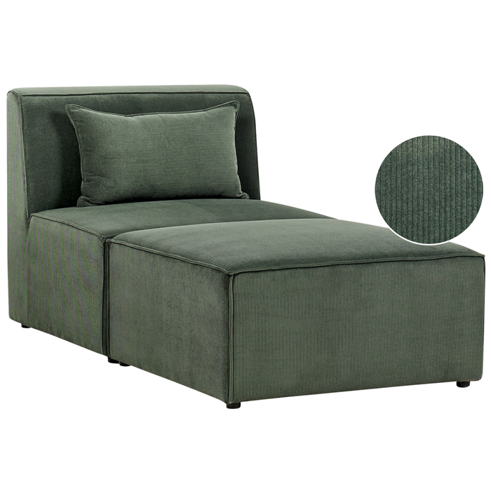 Chaise Lounge imbottita in velluto a coste verde scuro a due pezzi design moderno salotto soggiorno