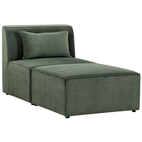 Chaise Lounge imbottita in velluto a coste verde scuro a due pezzi design moderno salotto soggiorno