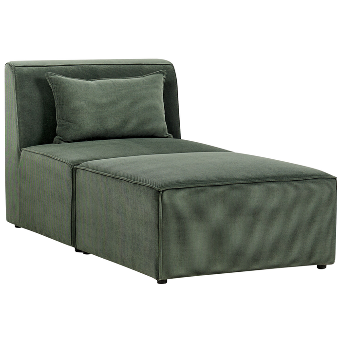Chaise Lounge imbottita in velluto a coste verde scuro a due pezzi design moderno salotto soggiorno